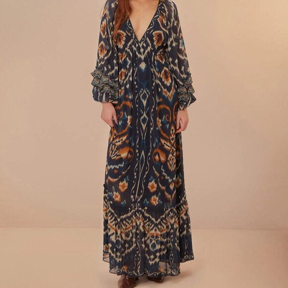 Farm Rio Pineapple Ikat-Inspired Maxi Dress - Picture 4 of 13